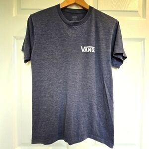 Vans Women's Off The Wall Blue Graphic Logo T Shirt Size Small